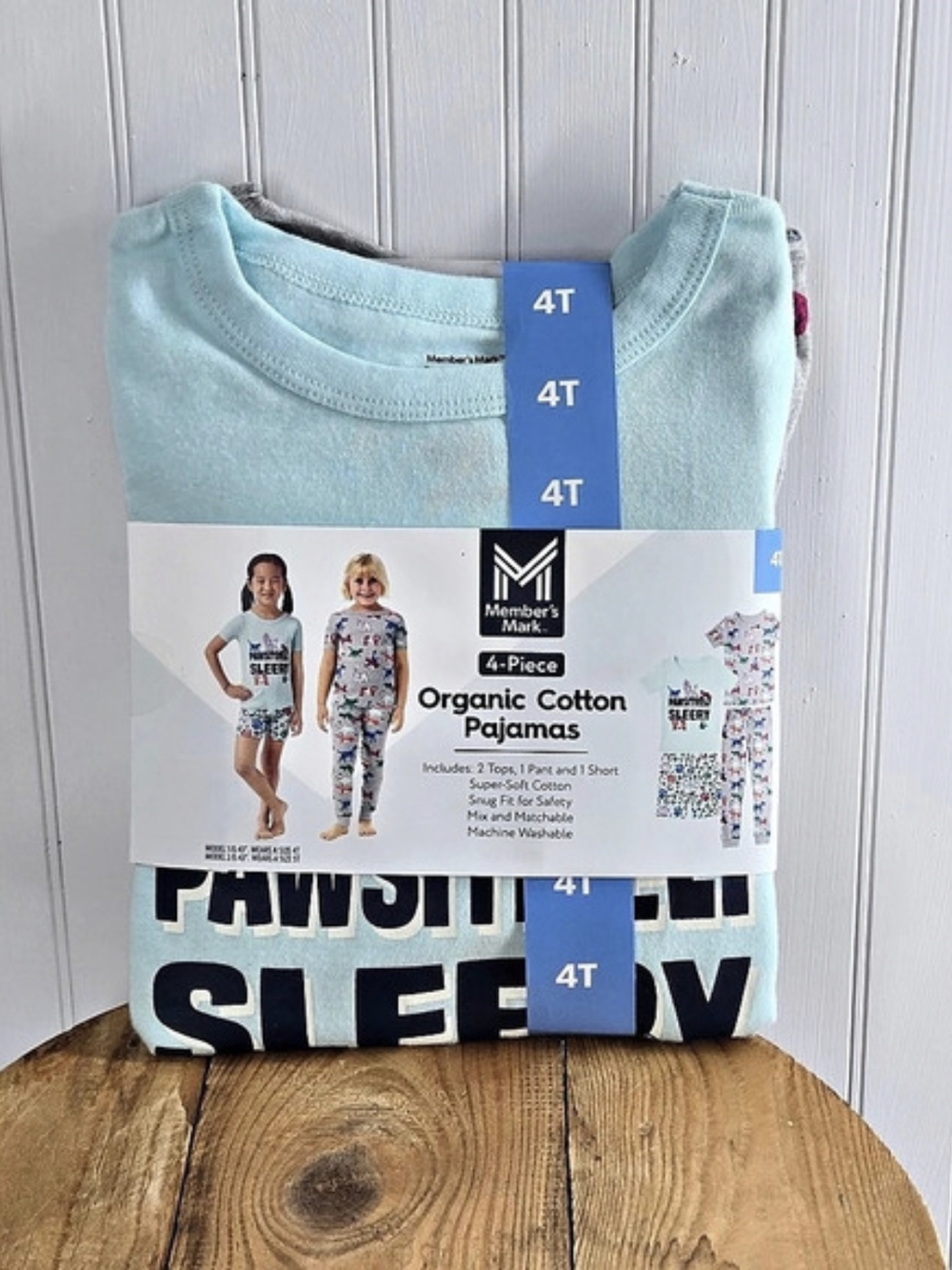 Member's Mark Girls 3T/4T 4-Piece Organic Cotton Pajama Set NWT Dogs